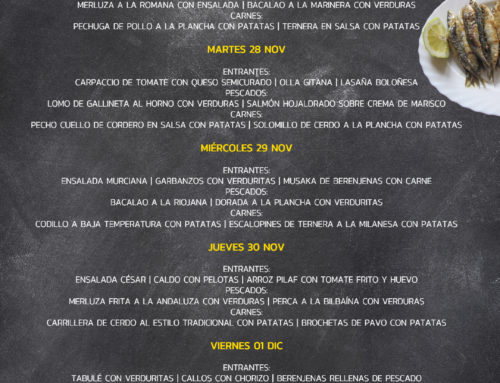 Menú Restaurante RMCT1919 — Semana del 27 de Noviembre al 1 de Diciembre