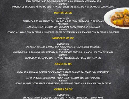 Menú Restaurante RMCT1919 — Semana del 4 al 8 de Diciembre