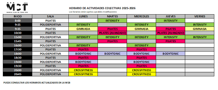 Horaios Actividades Colectivas 24-25